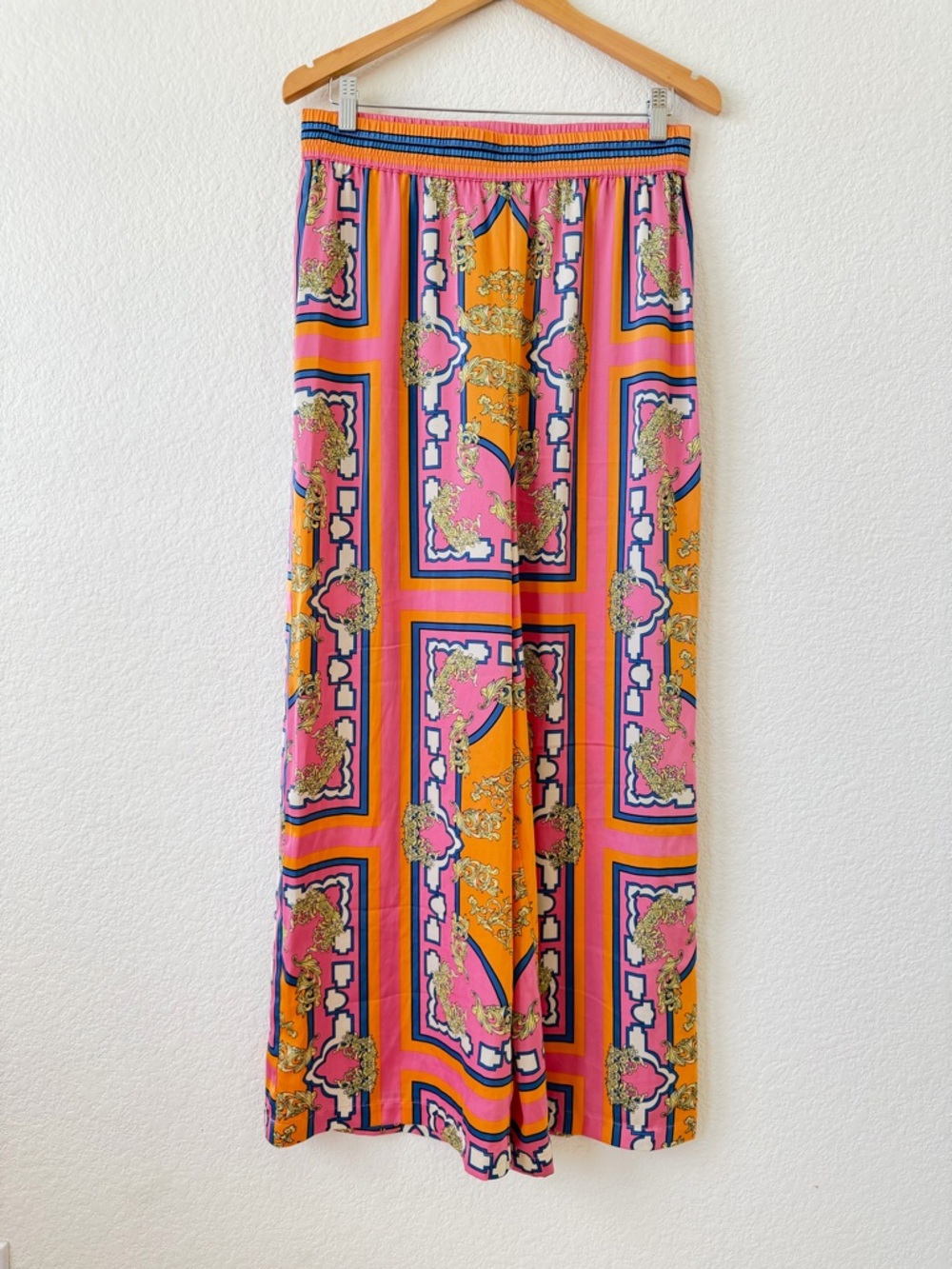 Rachel Zoe Bold Pink & Orange Pants Beach size M EUC